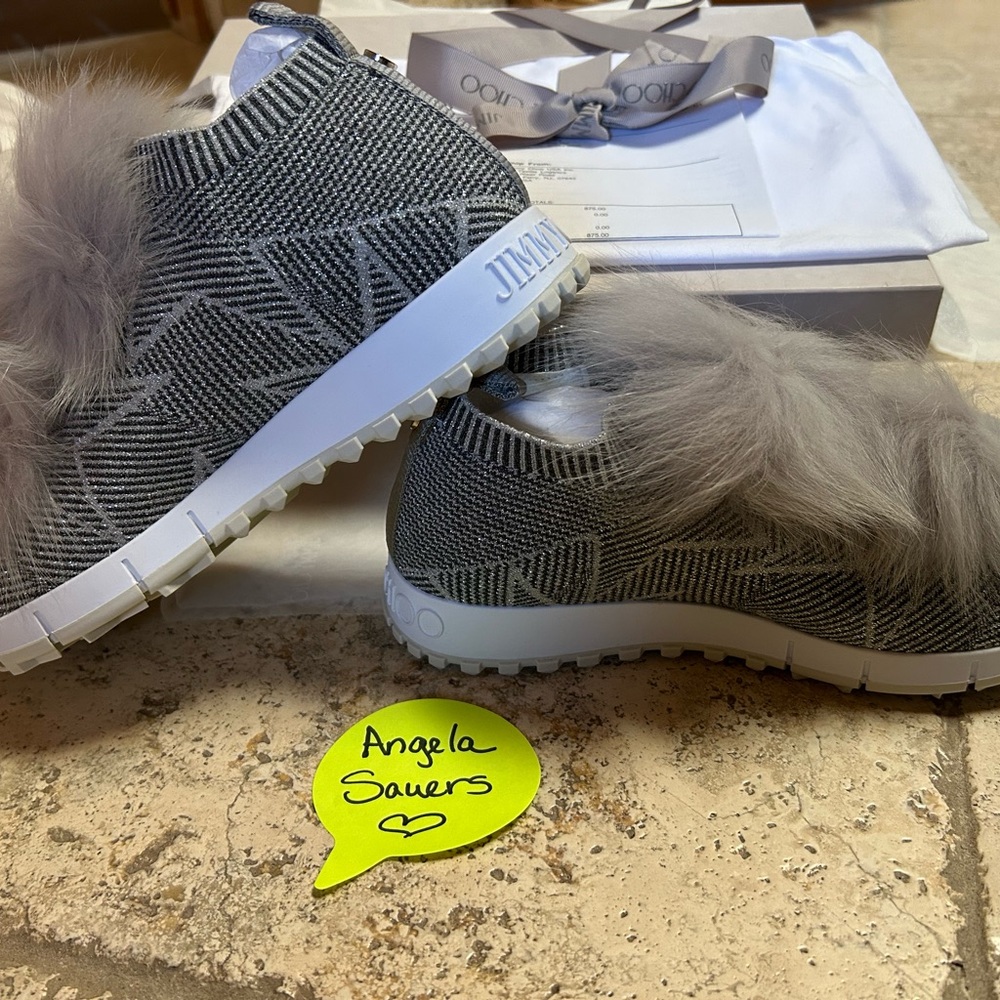 Jimmy Choo Gray Fur Sneakers